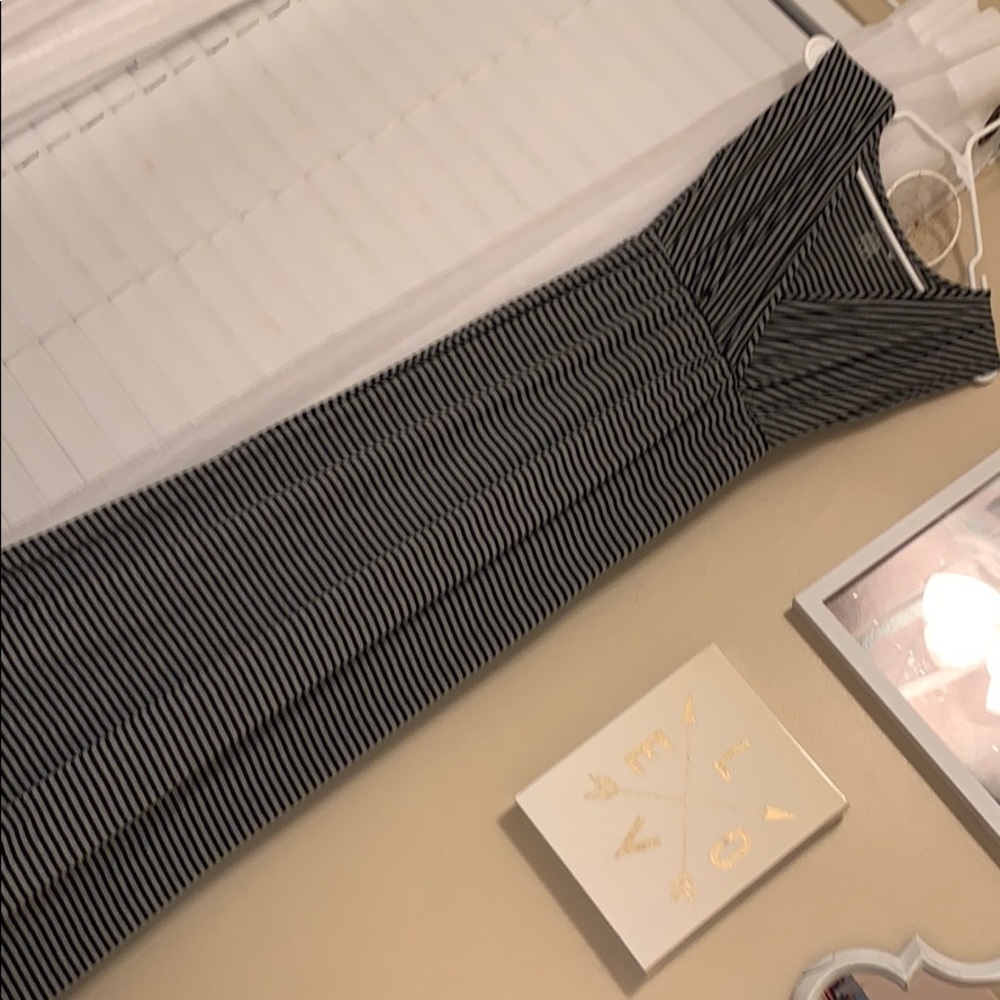 Black and grey striped maxi dress